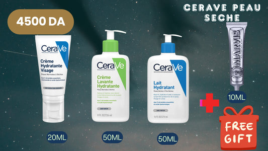 روتين البشرة الجافة -CERAVE- ROUTINE PEAU SECHE + 10ML MARVIS OFFERT