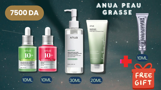 روتين حب الشباب و المسامات المفتوحة -ANUA- ROUTINE PEAU ANCNEIQUE + 10ML MARVIS OFFERT